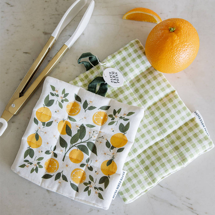 Paper Farm Press Paper Farm Press - Orange Orchard Pot Holder Set