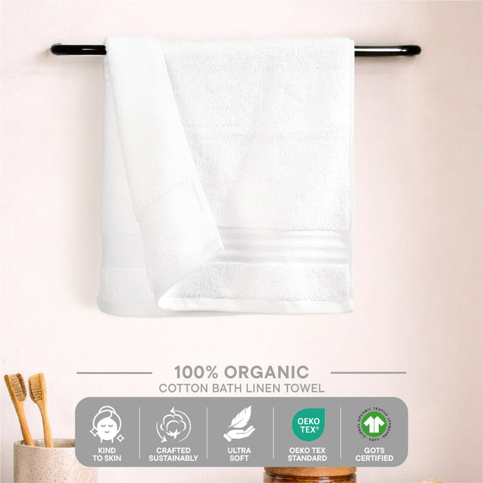 Organic Organic Cotton Hand Towel, 640 GSM, Solid, White