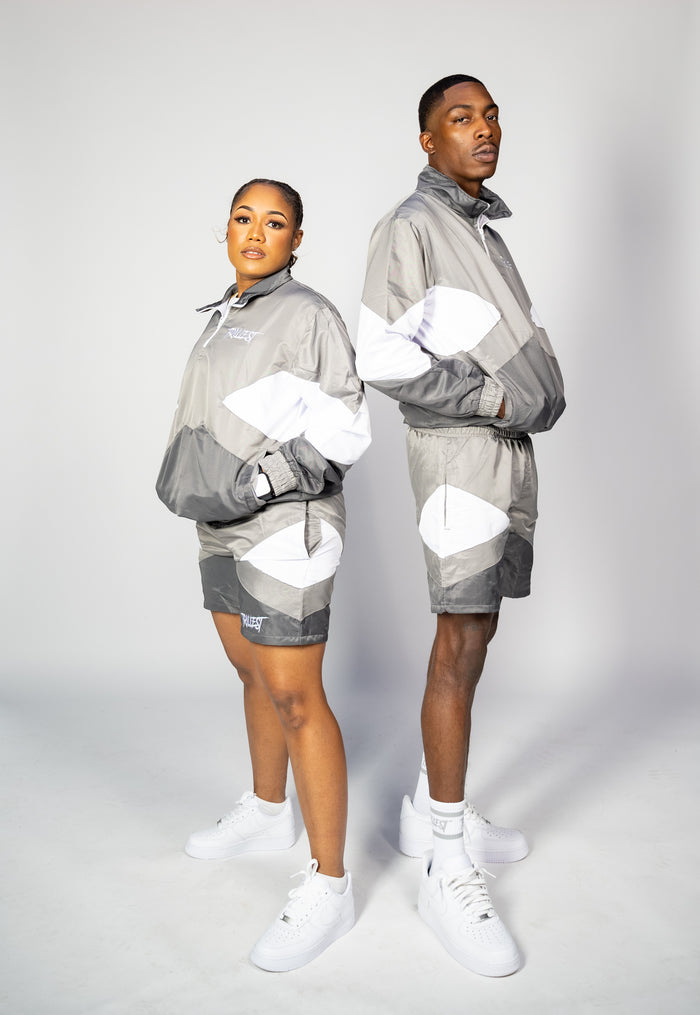 Panel Windbreaker Jacket - Gray\White
