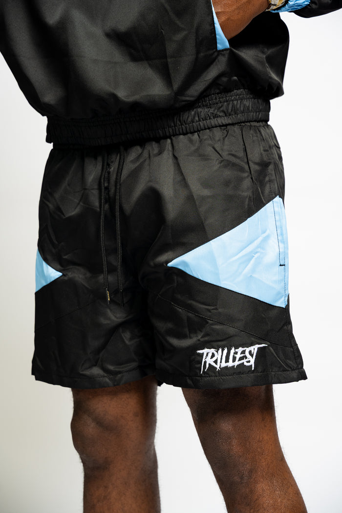 Panel Windbreaker Shorts - Black\UNC Blue