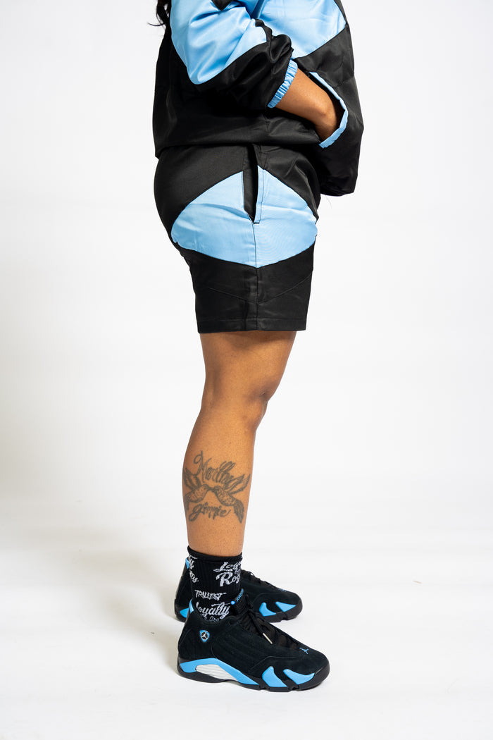 Panel Windbreaker Shorts - Black\UNC Blue