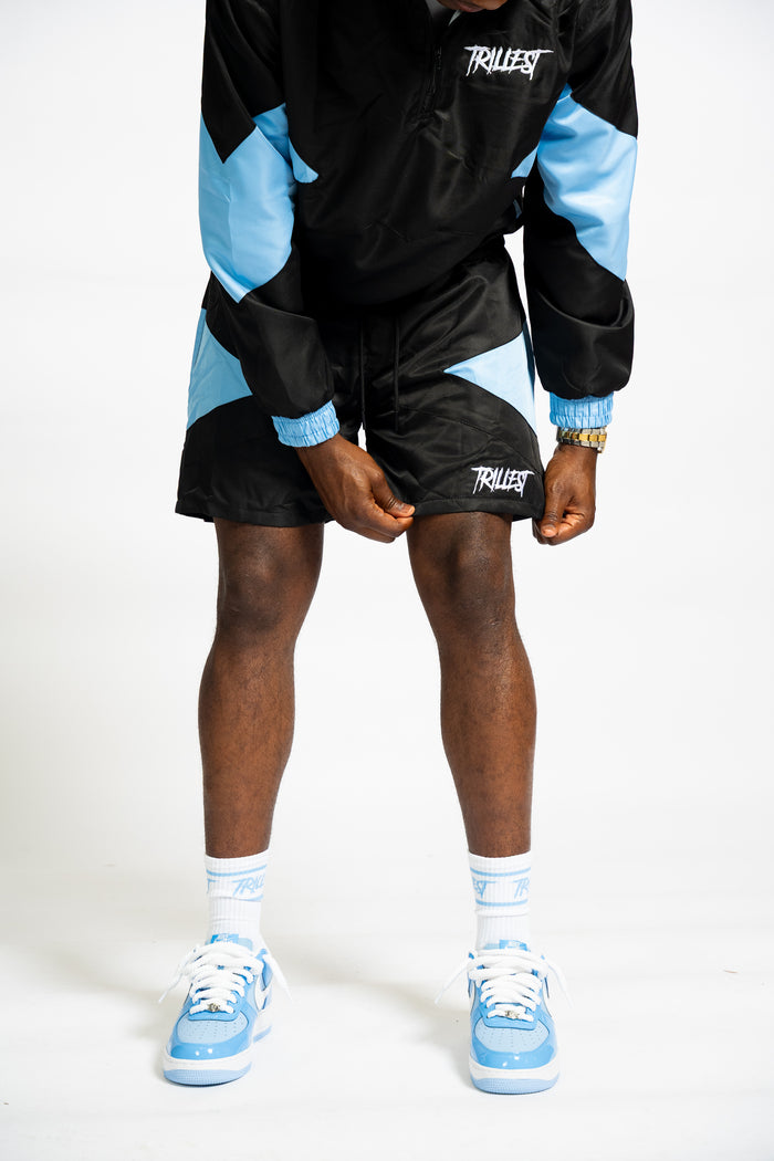 Panel Windbreaker Shorts - Black\UNC Blue