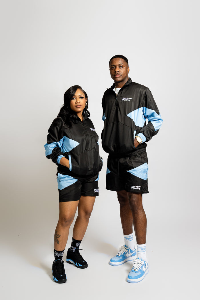 Panel Windbreaker Shorts - Black\UNC Blue