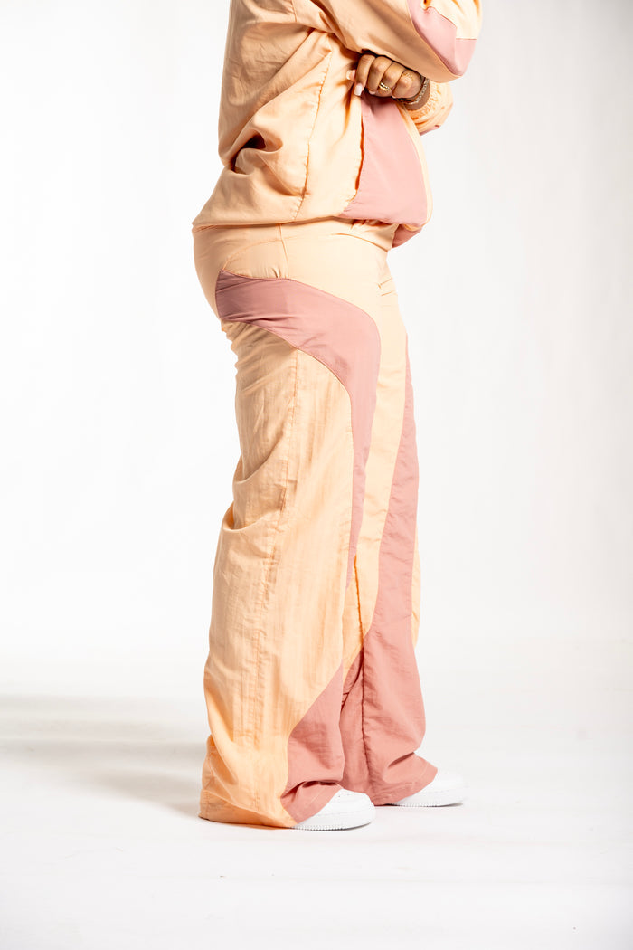 Panelwork Nylon Pants - Peach