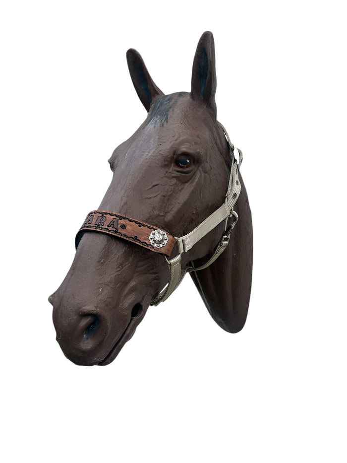 PERSONALIZED horse halter tan