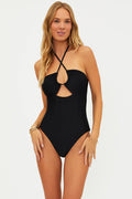 ribbed halter neck one piece