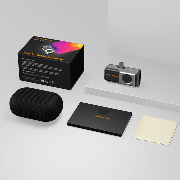 Pocket Thermal Infrared Camera package with carrying case for Android devices, USB-C thermal imaging kit