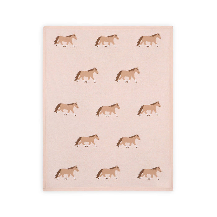 Viverano Organics Baby Blanket One Size / Oatmeal Heather Pony Snuggles - Organic Cotton Jacquard Knit Baby Blanket