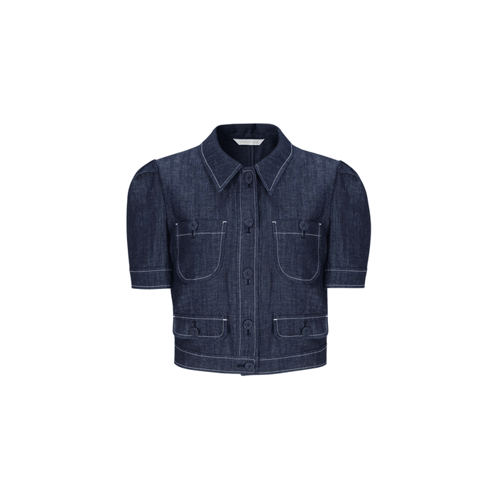 Studio D'aaRI SHOP Extra Small Puff-Sleeve Navy Jacket