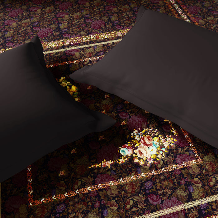 Rangana Digital 100% Cotton Double Quilt, 300 TC, Floral, Orange