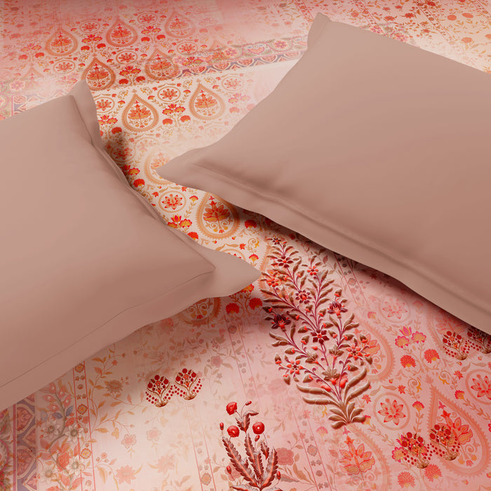Rangana Digital 100% Cotton Double Quilt, 300 TC, Ornate, Light Pink