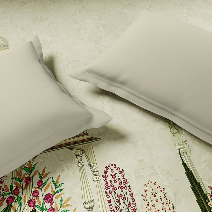 Rangana Digital 100% Cotton Double Quilt, 300 TC, Ornate, Light Yellow