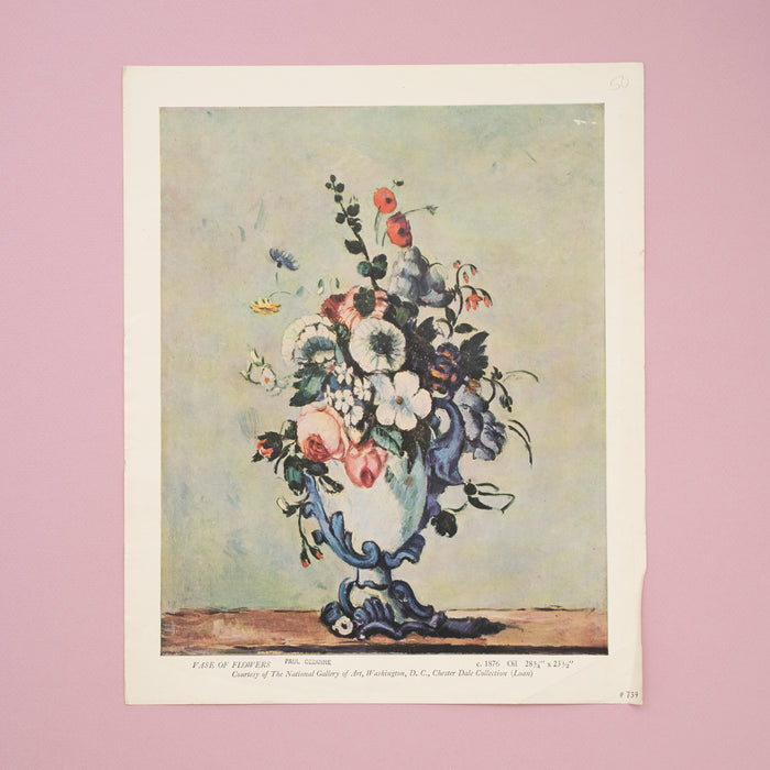 Rare Vintage 1950s Paul Cézanne "Vase of Flowers" Still Life Floral Art Print