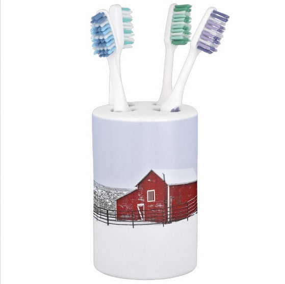 Red Barn in Winter Bathroom Set