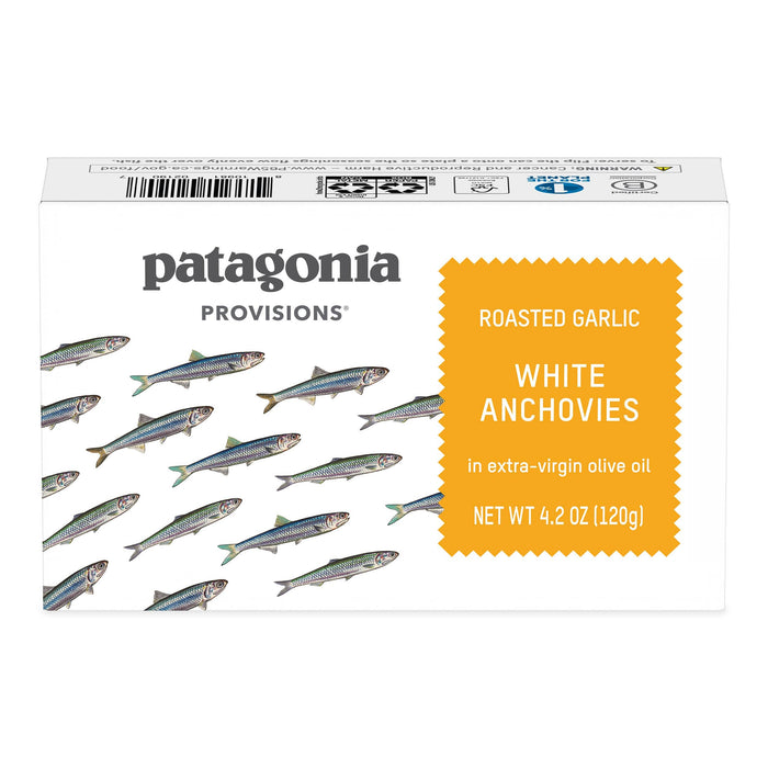 Patagonia Provisions Food Roasted Garlic White Anchovies, Tinned Fish