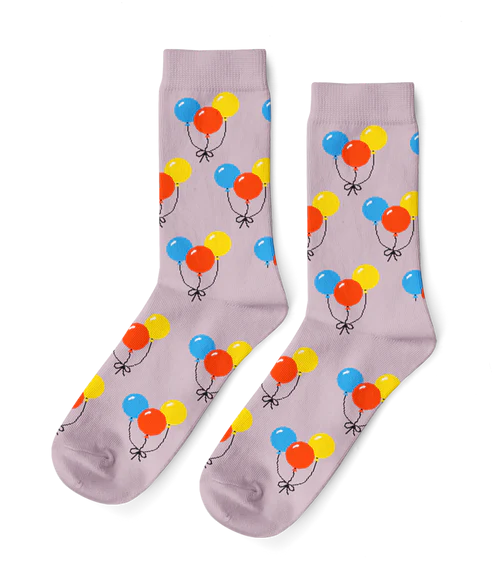 S Balloons Party Celebration Adult Crew Socks by Yellow Owl Workshop
