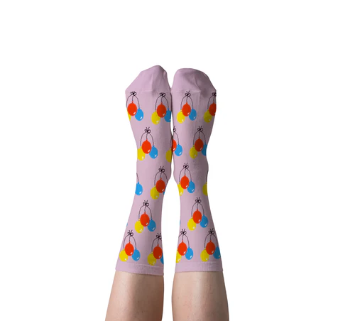 S Balloons Party Celebration Adult Crew Socks by Yellow Owl Workshop
