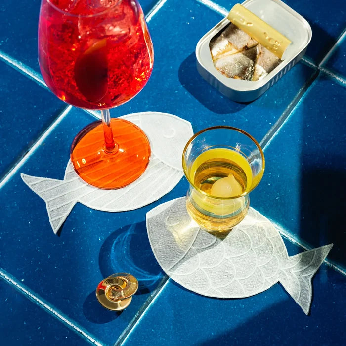 Piecework Sardine Cocktail Napkins - Set of 4
