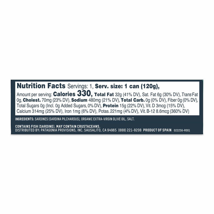 Patagonia Provisions Food Sardines in Olive Oil, Tinned Fish