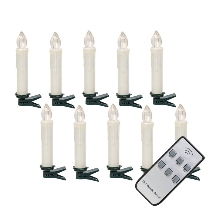Col House Designs Holiday Set of 10, White Clip-on Candle With Remote