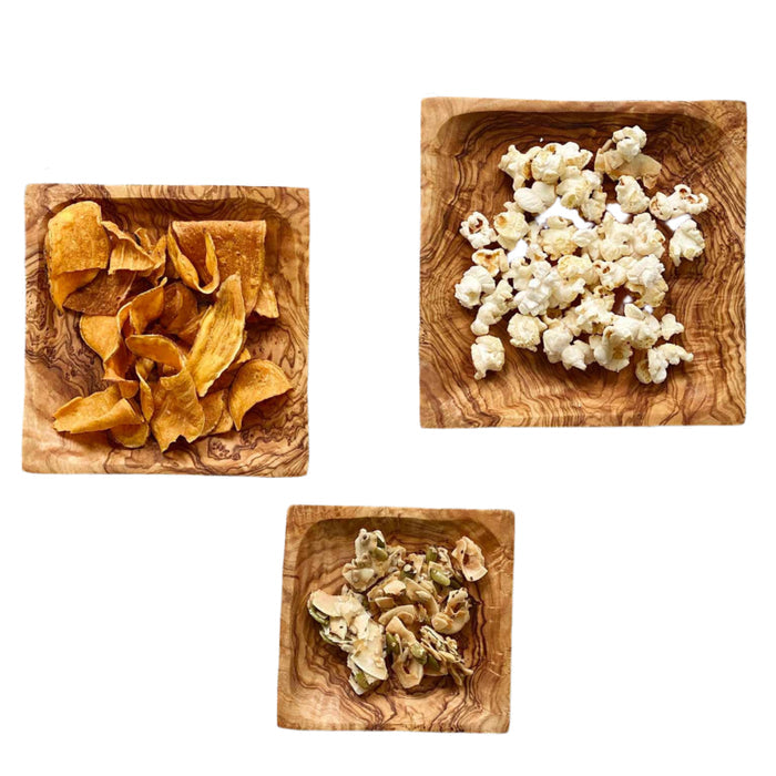 Scents and Feel Olive Wood Set of 3 Square dishes