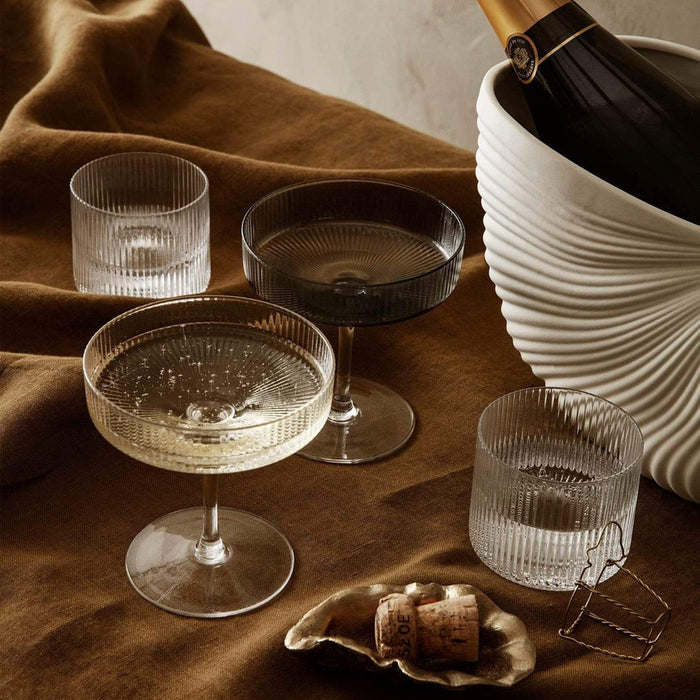 Ferm Living Kitchenware Ripple Glasses Low, Set of 4