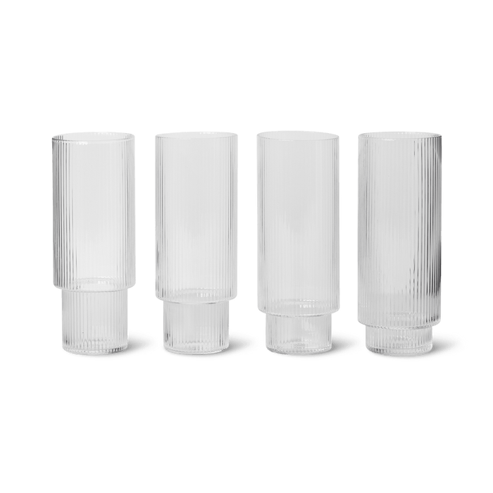 Ferm Living Kitchenware Ripple Glass Tall, Set of 4