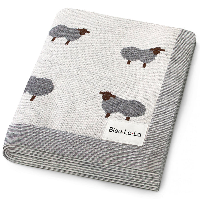 Bleu La La Baby Blanket Ivory Sheep Swaddling Blanket