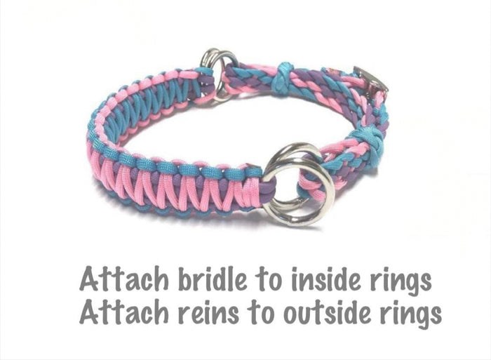 side pull hackamore bitless attachment.... pink, lilac, and neon turquoise ...all sizes