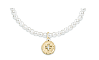 Enewton Signature Cross Gold Disc Classic Pearl 3mm Bead Bracelet
