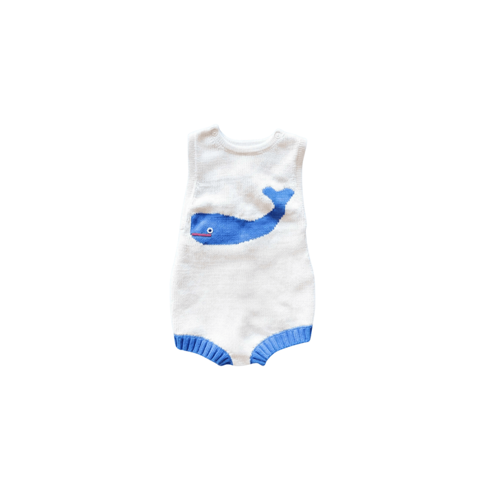 Estella SHOP Sleeveless Knit Whale Baby Romper