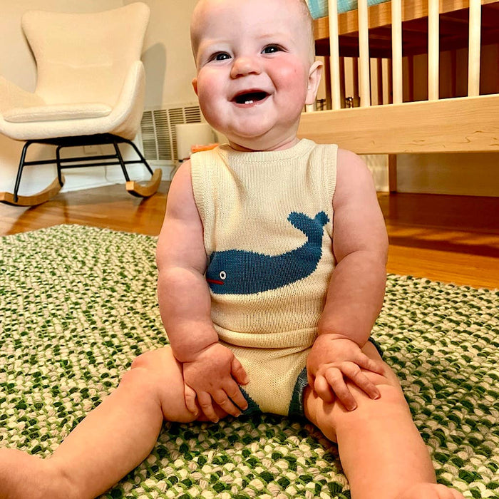 Estella SHOP Sleeveless Knit Whale Baby Romper