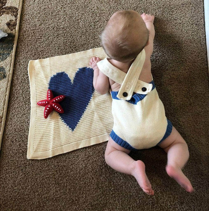 Estella SHOP Sleeveless Knit Whale Baby Romper