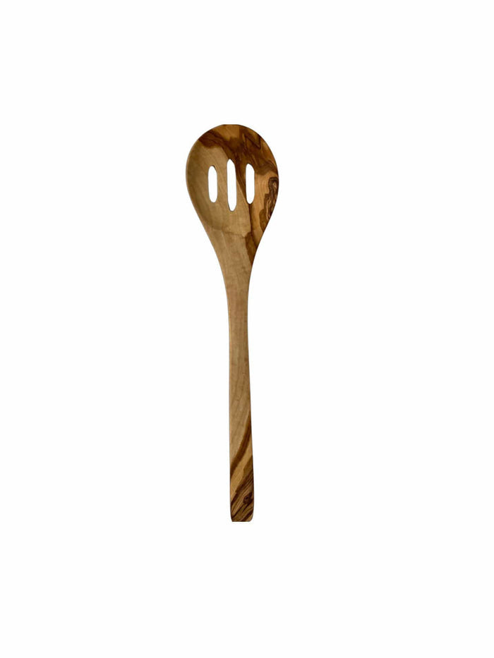 Scents and Feel Kitchenware Slotted Spoon 12" Olive Wood