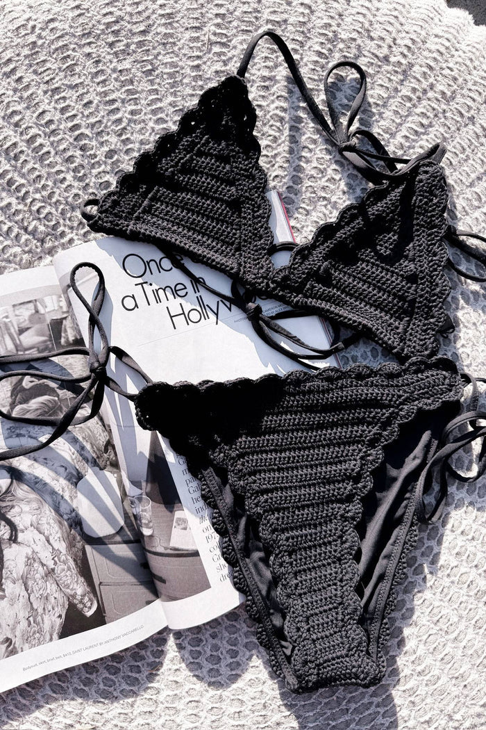 black crochet bikini set