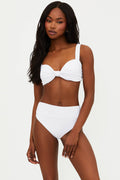 White ribbed bralette style swim top