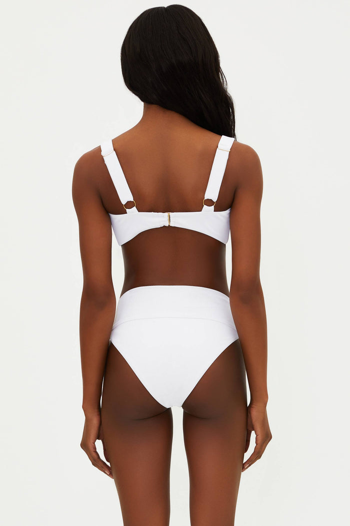 White ribbed bralette style swim top
