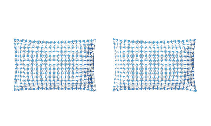 Spaces Aeris Blue Geometric 100% Cotton 144 TC Queen Fitted Sheet