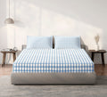 Spaces Aeris Blue Geometric Cotton 144TC Percale Large Bedsheet Set