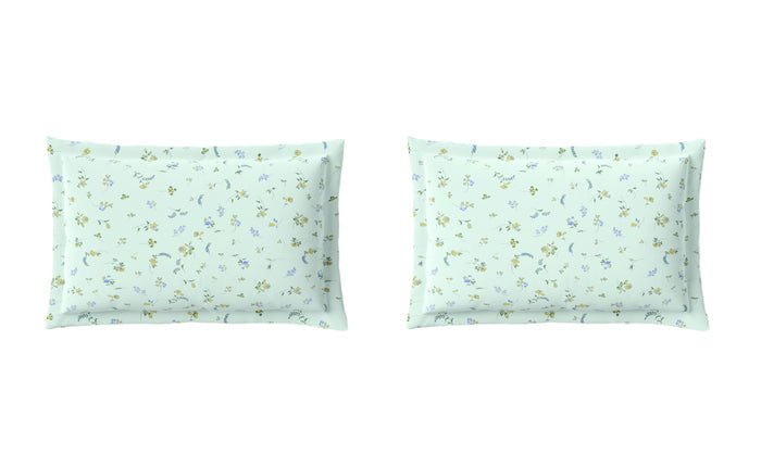 Spaces Aeris Light Blue Floral 100% Cotton 144 TC Queen Fitted Sheet