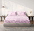 Spaces Aeris Light Pink Floral 100% Cotton 144 TC Queen Fitted Sheet