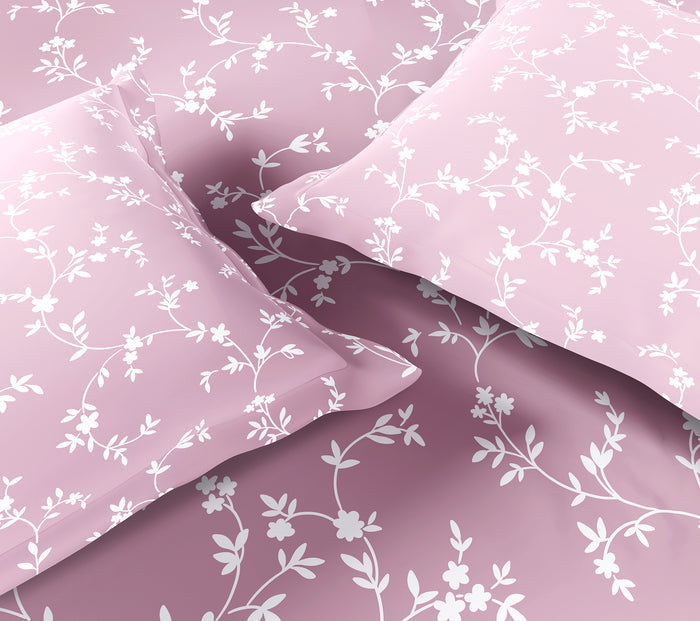 Spaces Aeris Light Pink Floral 100% Cotton 144 TC Queen Fitted Sheet