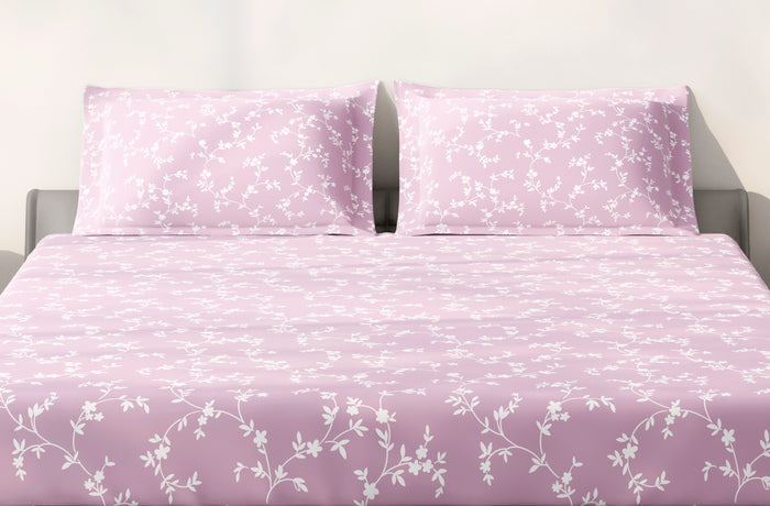 Spaces Aeris Light Pink Floral Cotton 144TC Percale Large Bedsheet Set
