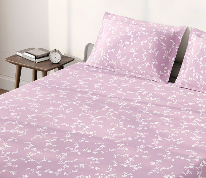 Spaces Aeris Light Pink Floral Cotton 144TC Percale Large Bedsheet Set