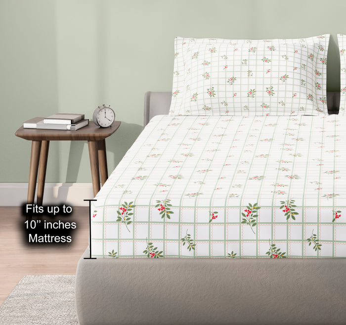 Spaces Aeris White Floral Cotton 144TC Percale Large Bedsheet Set