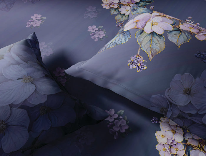 Spaces Avaris Dark Violet Floral 100% Cotton 210 TC Double Bedsheet with 2 Pillow Covers - 108 x 108 Inches
