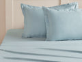 Spaces Aven Blue Solid 100% Cotton 210 TC Large Bedsheet with 2 Pillow Covers - 108 x 108 Inches