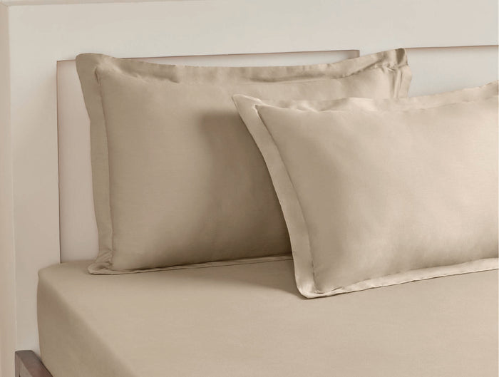 Spaces Aven Brown Solid 100% Cotton 210 TC Large Bedsheet with 2 Pillow Covers - 108 x 108 Inches