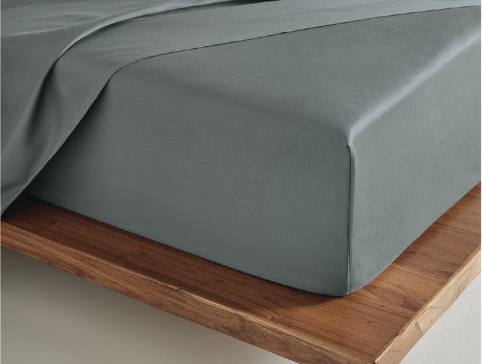Spaces Aven Grey Solid 100% Cotton 210 TC Large Bedsheet with 2 Pillow Covers - 108 x 108 Inches