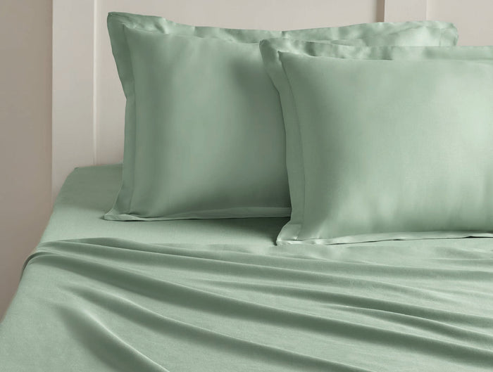 Spaces Aven Sage Solid 100% Cotton 210 TC Large Bedsheet with 2 Pillow Covers - 108 x 108 Inches